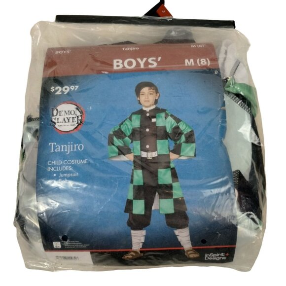 InSpirit Designs Boys M (8) Demon Slayer Tanjiro Jumpsuit and Belt Costume - Picture 2 of 9